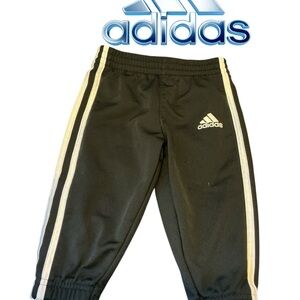 adidas Black Kids Bottoms with White Stripes